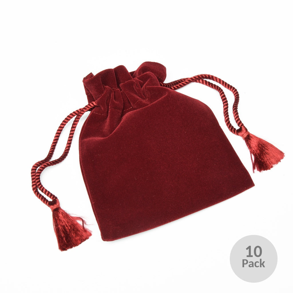 CLEARANCE - 6" X 5" Velvet Urn Bag - Burgundy or Black - 10 Pack Burgundy