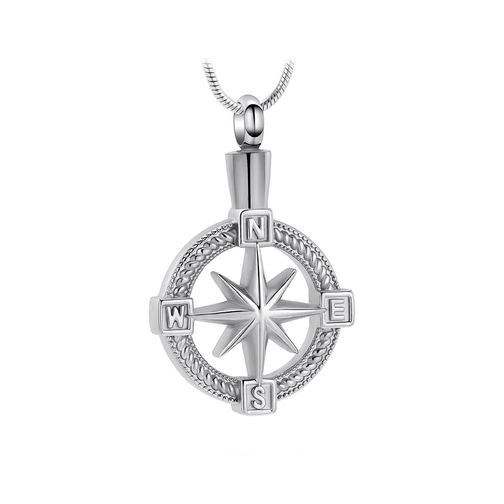 J-124 - NorthStar Compass - Silver-tone - Pendant with Chain