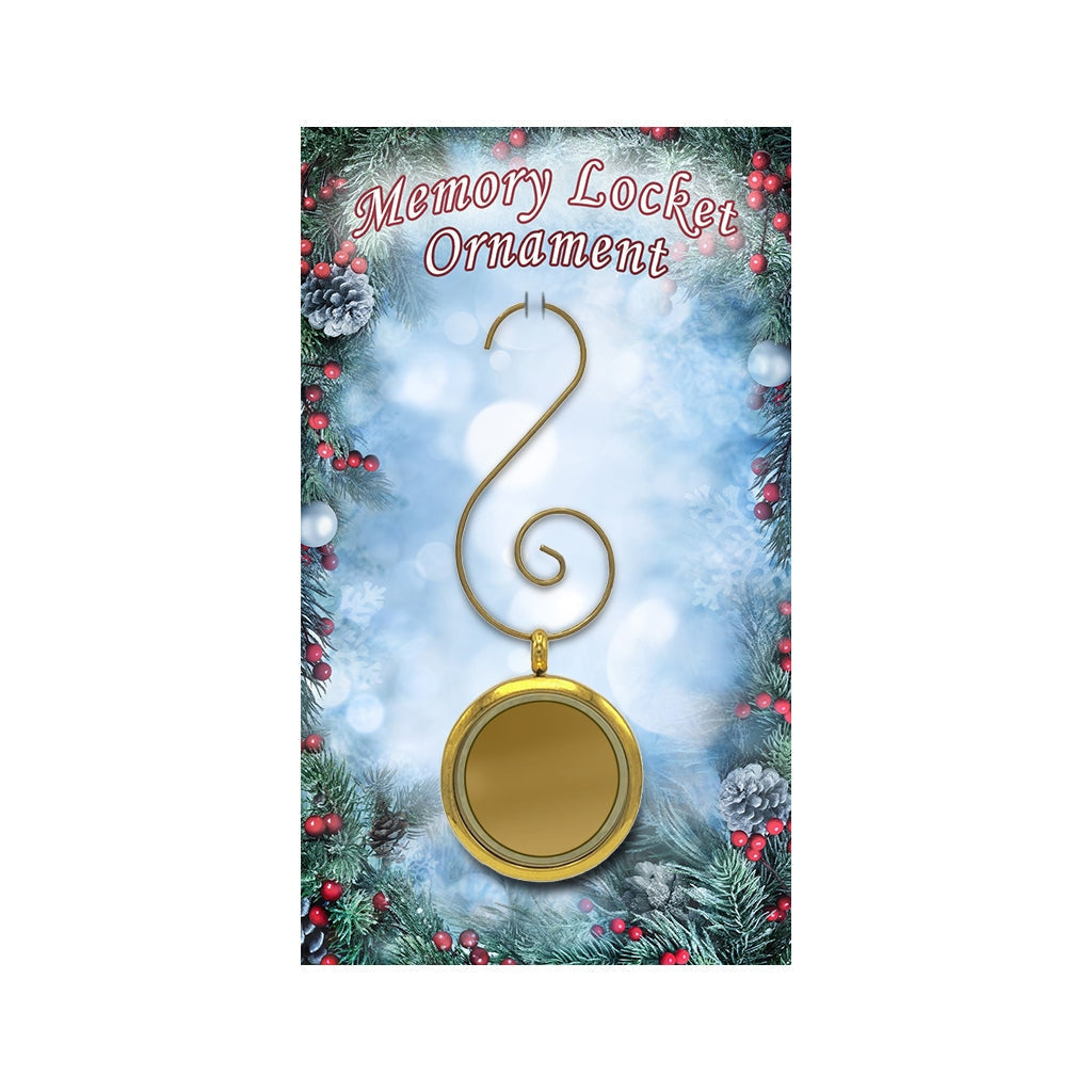 (Christmas themed) J-2060 Cherished Memory Locket Ornament Gold