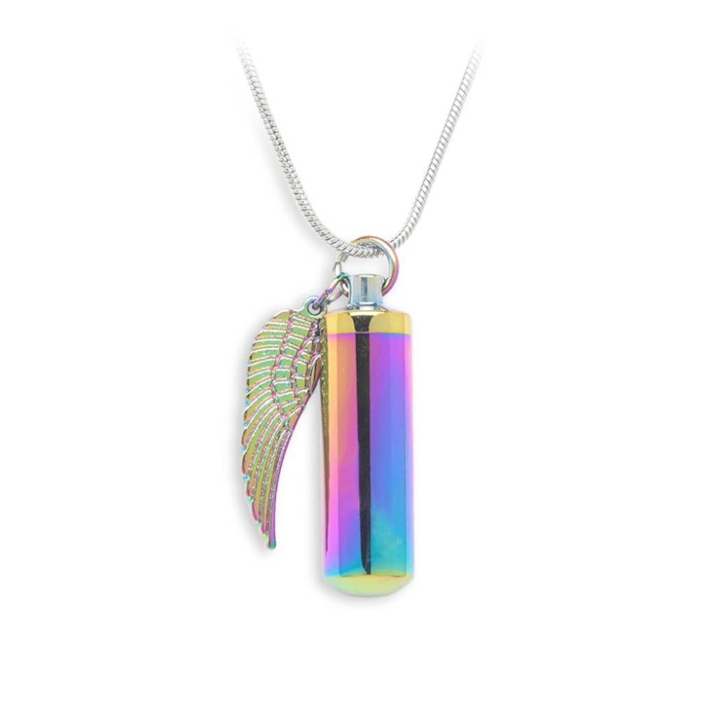 J-207 Rainbow Cylinder with Wing - Pendant with Chain