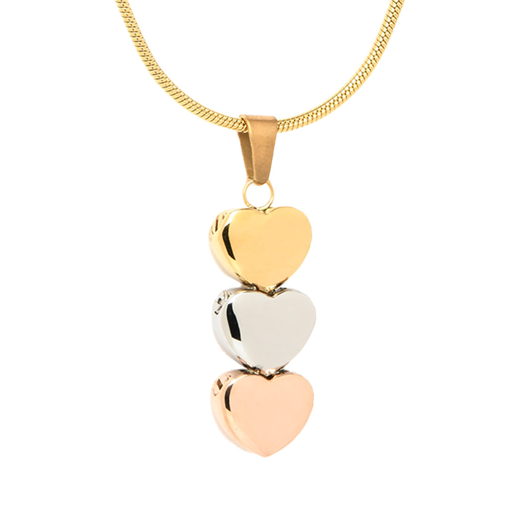 Multi-tone Heart trio - Memorial Necklace | Bogati Urn Company