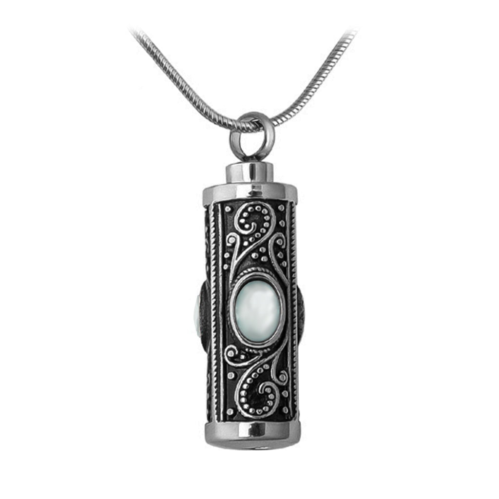 J-1920 - Antique Cylinder with Opals - Pendant with Chain