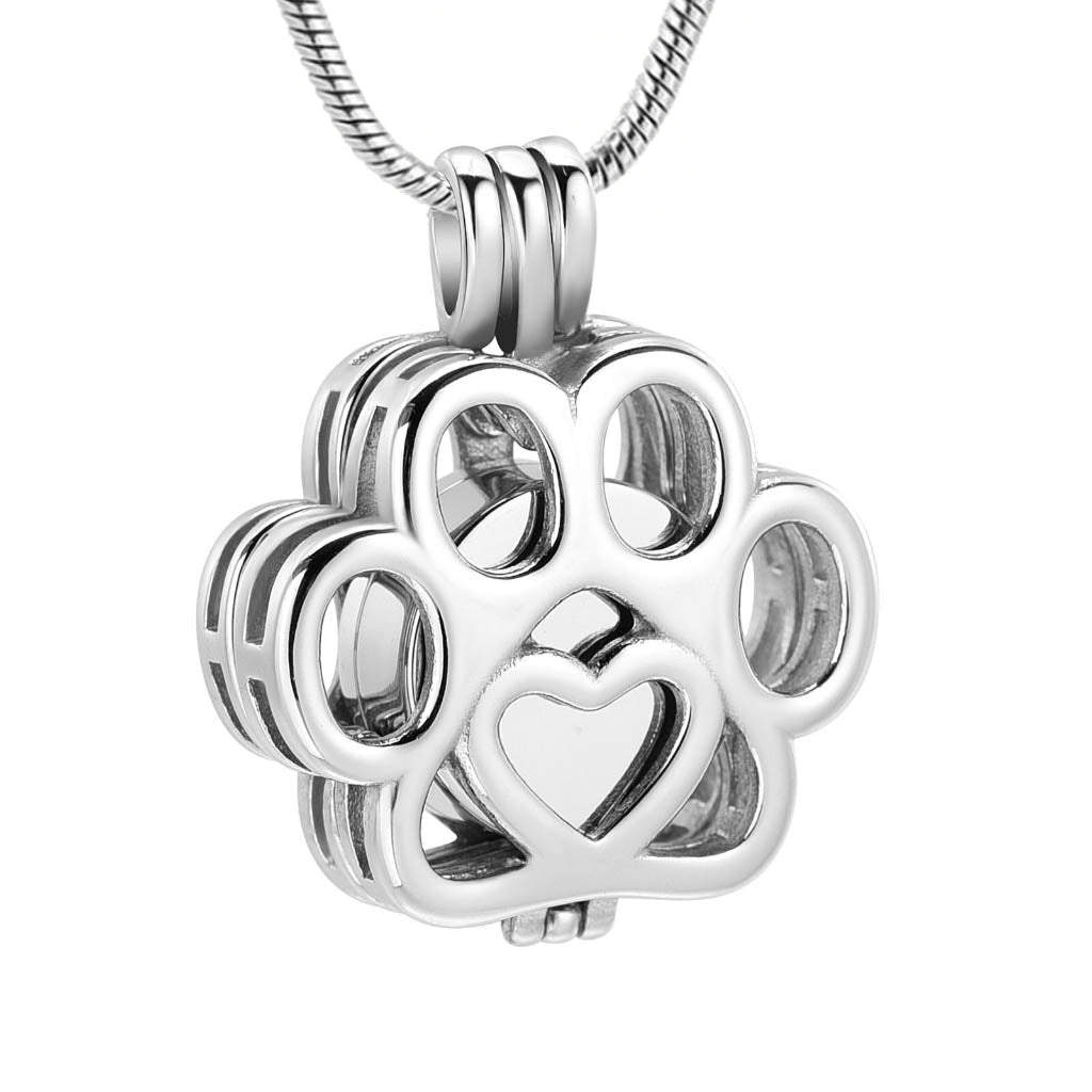 J-260 - Paw Locket - Pendant with Chain - Silver