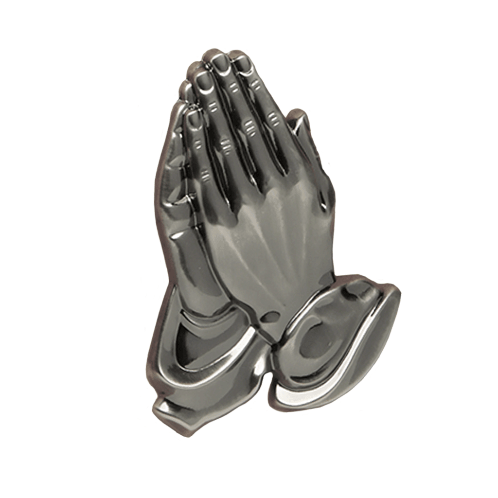 Large Praying Hands- Metal applique - Pewter-tone