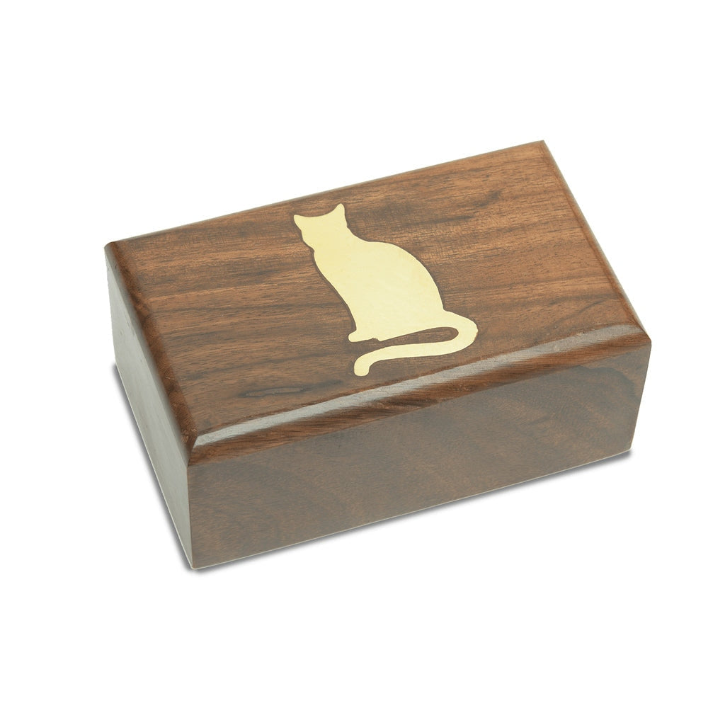 EXTRA SMALL Rosewood urn with Brass CAT inlay