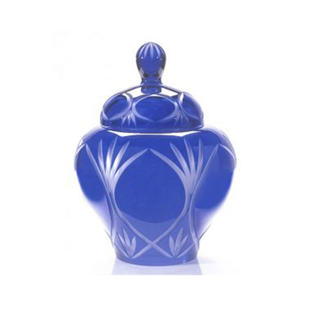 CLEARANCE- MEDIUM Crystal "Angel Wings" Urn -U-01B-60 - Cobalt Blue